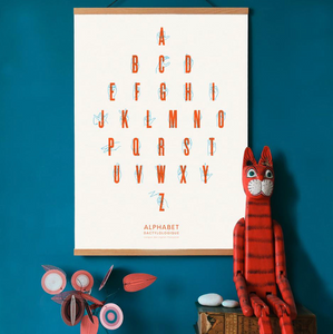 affiche avec alphabet et langage des signes dessines