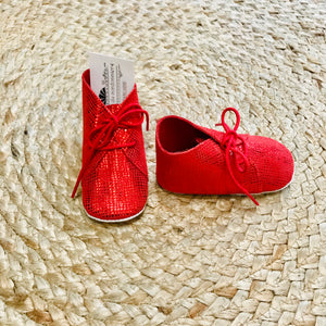 Chaussons cuir bébé rouge